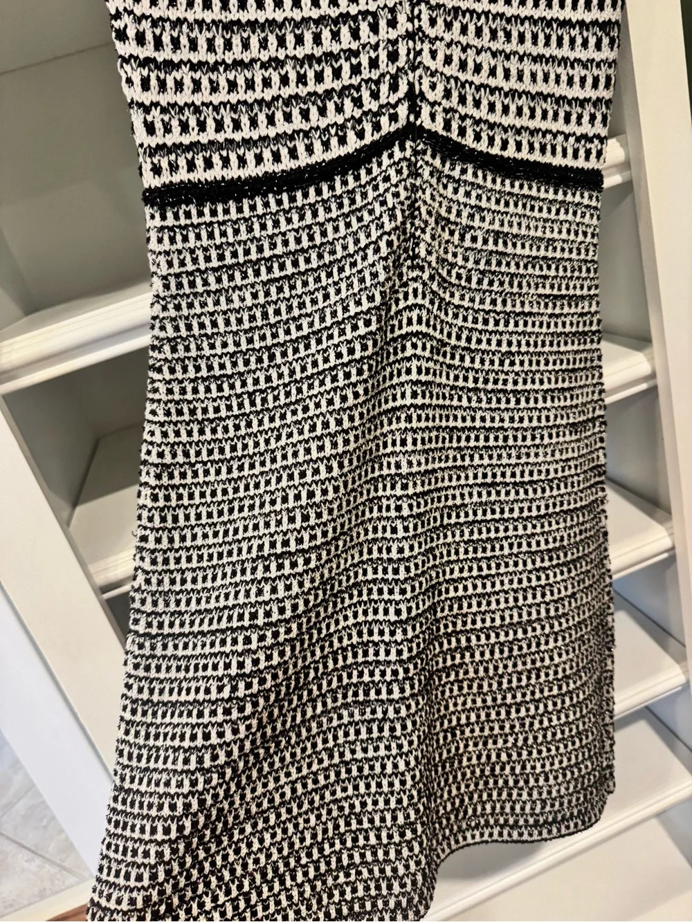 NWT Tory Burch Black and White Embellished Tweed Dress